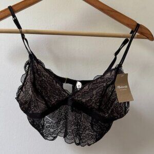 NWT Madewell Black Lace Bralette Size Medium